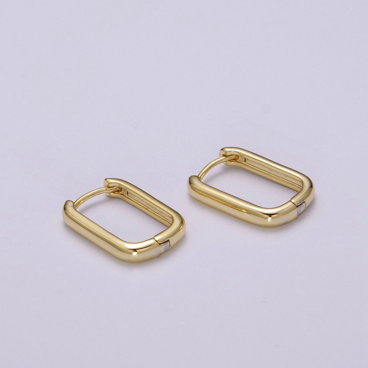 Hypoallergenic Gold Rectangular Hoop Earrings Small Huggie Hoops, U Shape Hoop, Oval Hoops, Simple Geometric Earring, Minimal Earring T-217