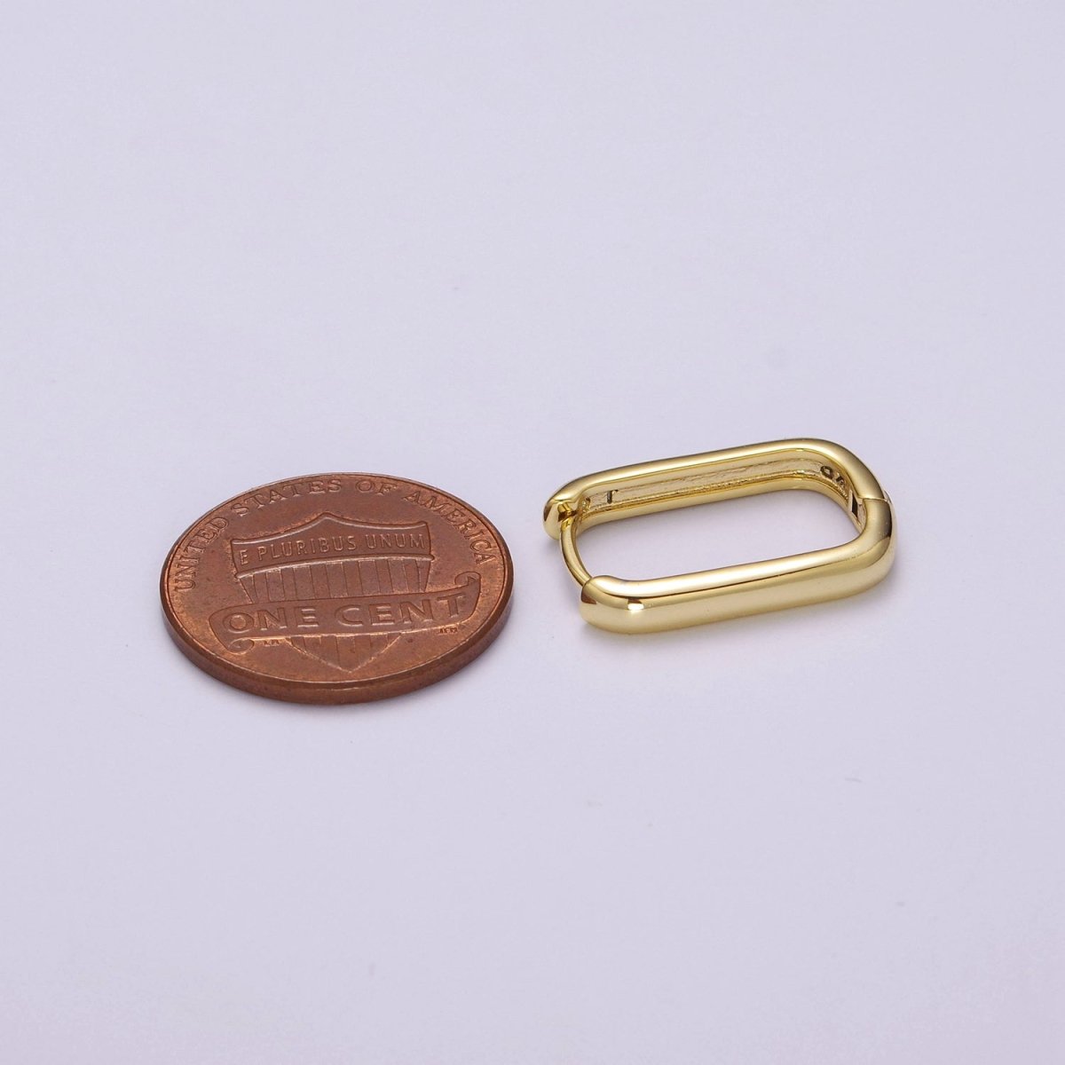 Hypoallergenic Gold Rectangular Hoop Earrings Small Huggie Hoops, U Shape Hoop, Oval Hoops, Simple Geometric Earring, Minimal Earring T-217