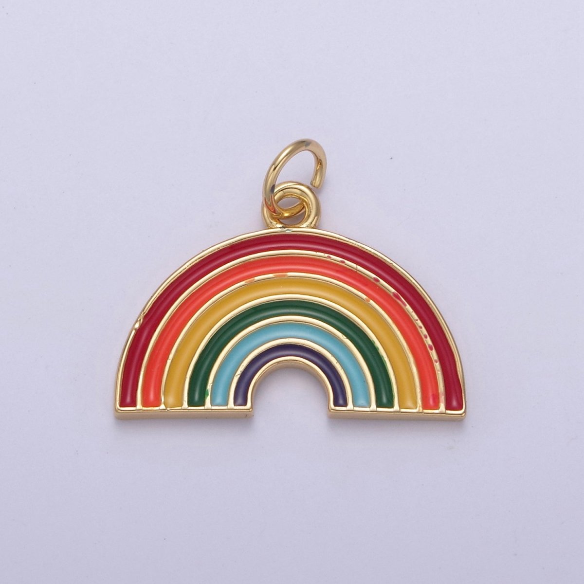 Mini Gold Filled Enamel Rainbow Charm Add on Charm for Bracelet Necklace Earring Supply N-744