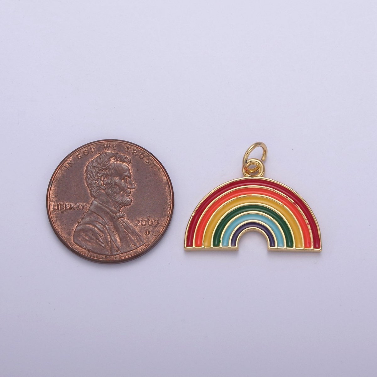 Mini Gold Filled Enamel Rainbow Charm Add on Charm for Bracelet Necklace Earring Supply N-744