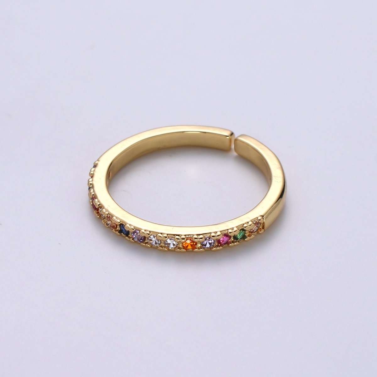 OS Rainbow Crystal 18K Gold Filled Simple Adjustable Ring O-360