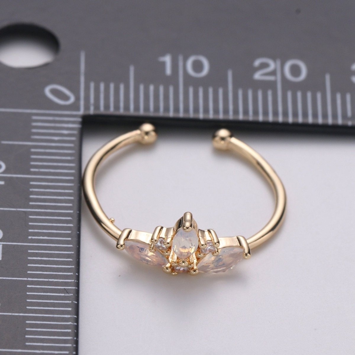 Triple Marquise Ring,  Cz Ring, Crown Ring, Stacking Rings, Curved Ring, Birthday Gift for Her, Anniversary Gift, Crown Gold Ring Open Ring | R-124