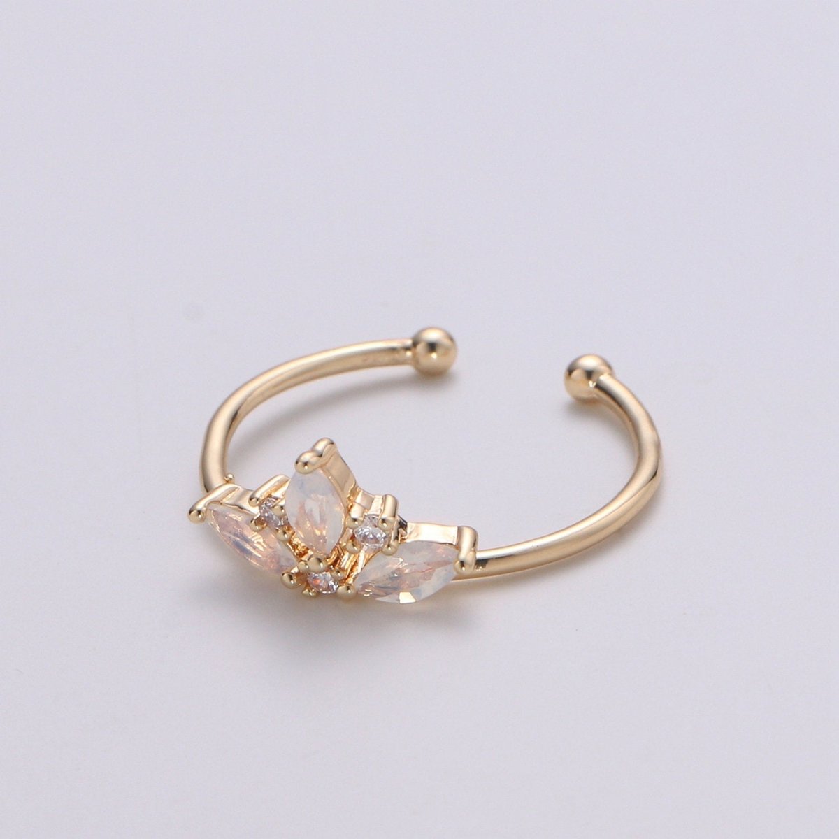 Triple Marquise Ring,  Cz Ring, Crown Ring, Stacking Rings, Curved Ring, Birthday Gift for Her, Anniversary Gift, Crown Gold Ring Open Ring | R-124