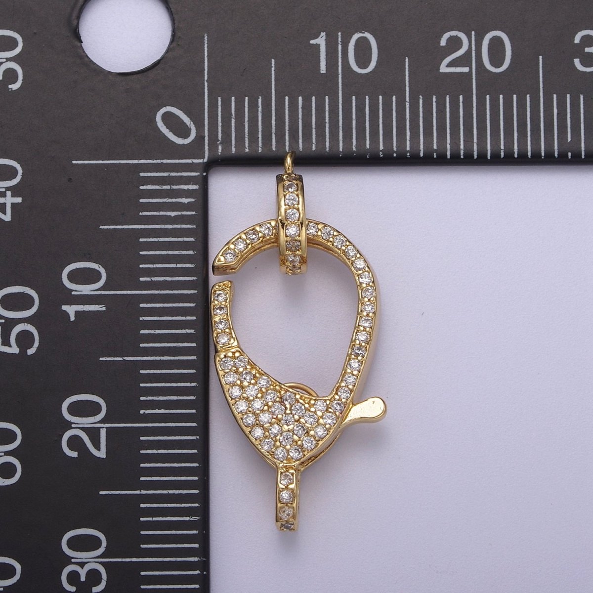 OS Wholesale Big CZ Lobster Clasp 29.5x13mm CZ Clear Micro Pave Lobster Claw Clasp L-610