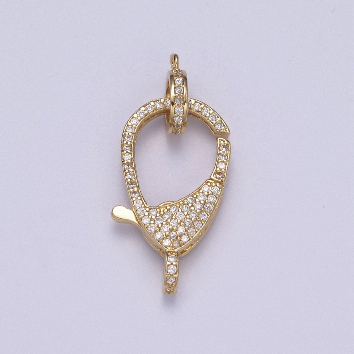 OS Wholesale Big CZ Lobster Clasp 29.5x13mm CZ Clear Micro Pave Lobster Claw Clasp L-610