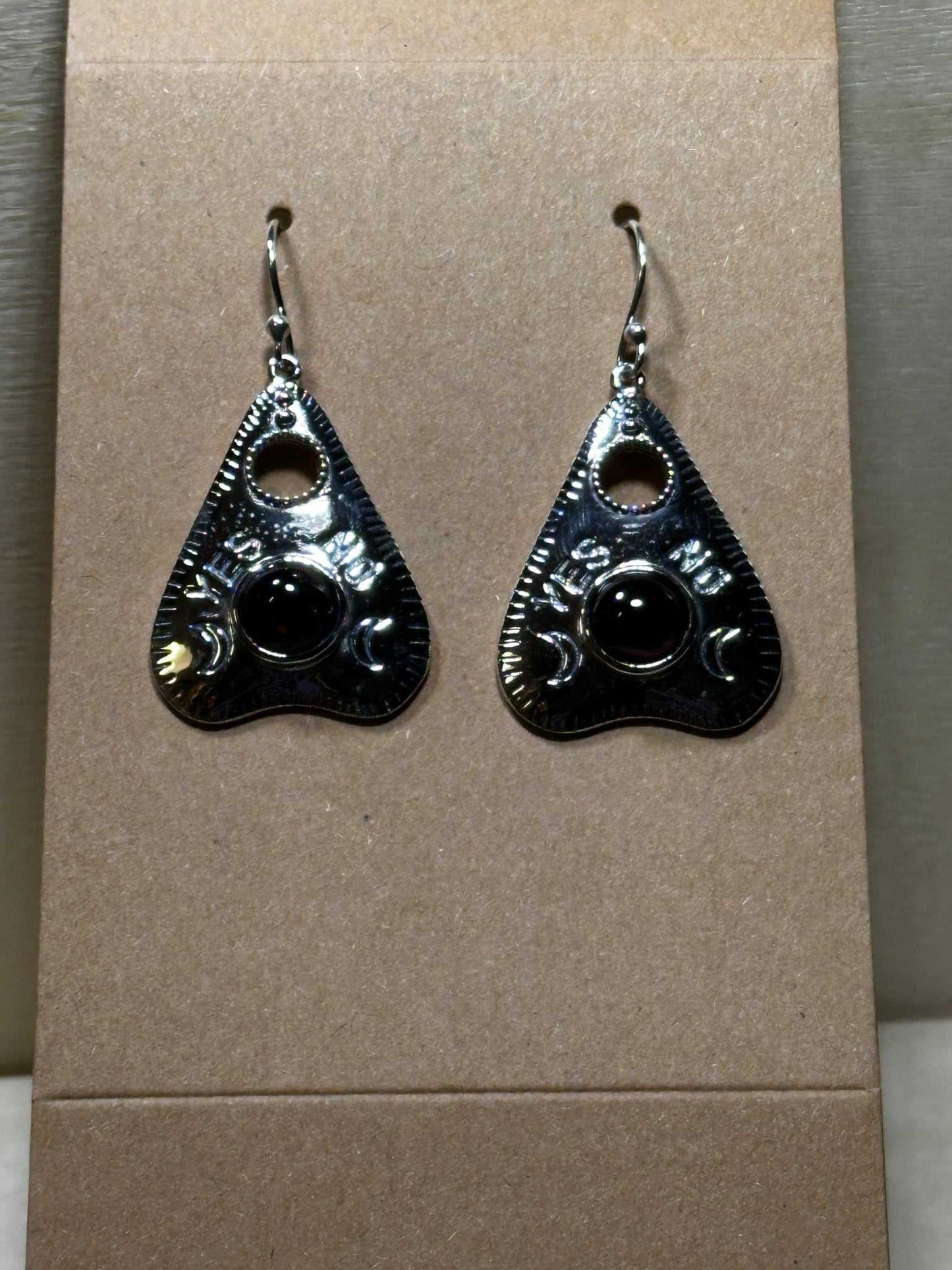 Garnet Planchette Earrings - Sterline Silver