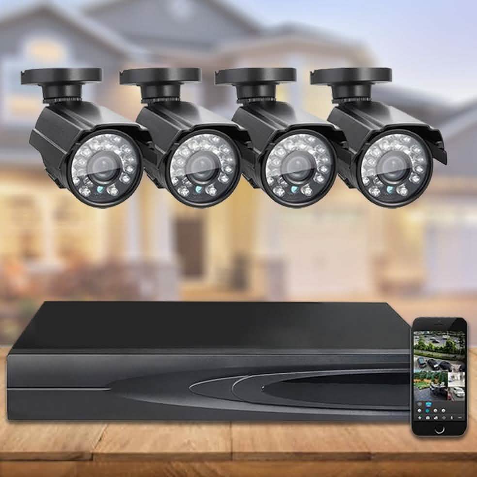 Système de sécurité domestique AHD extérieur 4 caméras et DVR