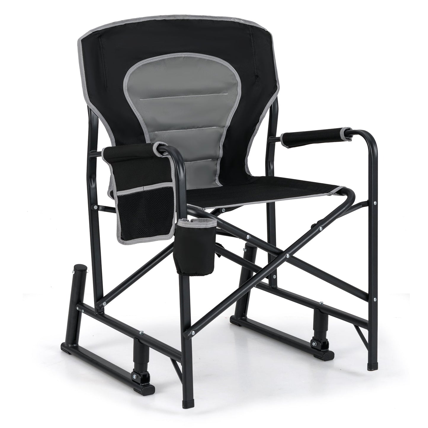 Outdoor Rocker Camping Chair with Dual Springs and Padded Back