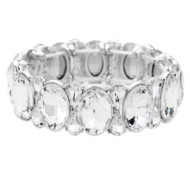 Oval Pear Crystal Stretch Evening Bracelet
