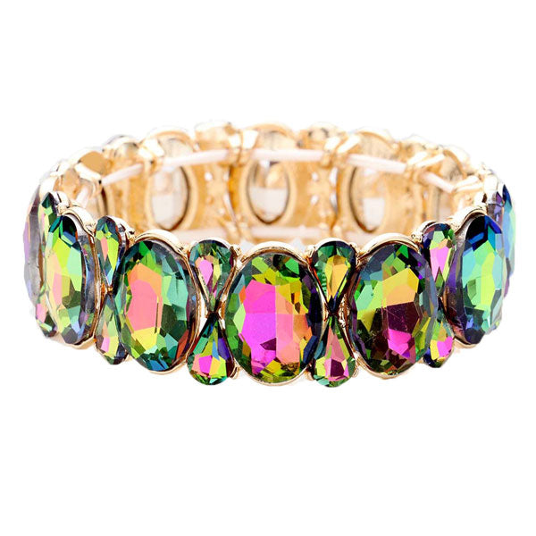 Oval Pear Crystal Stretch Evening Bracelet