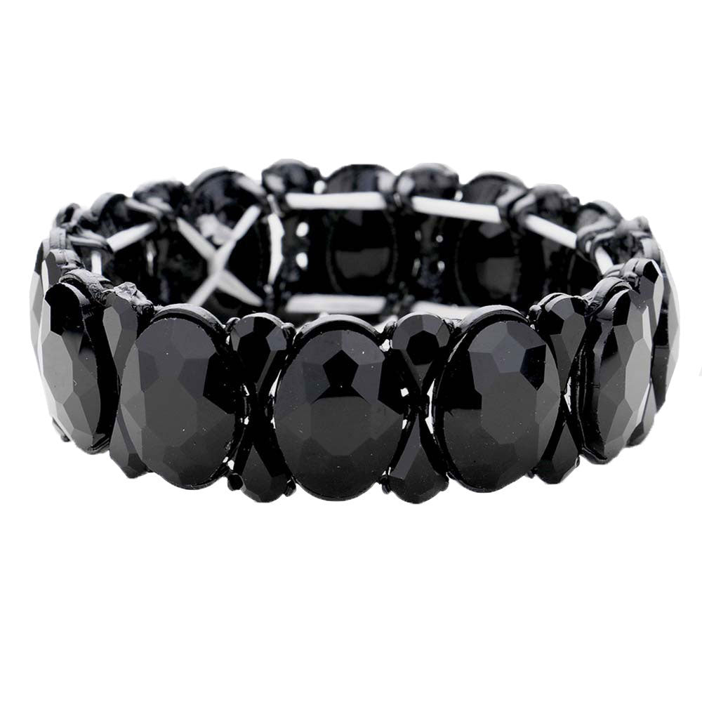 Oval Pear Crystal Stretch Evening Bracelet