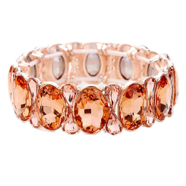 Oval Pear Crystal Stretch Evening Bracelet