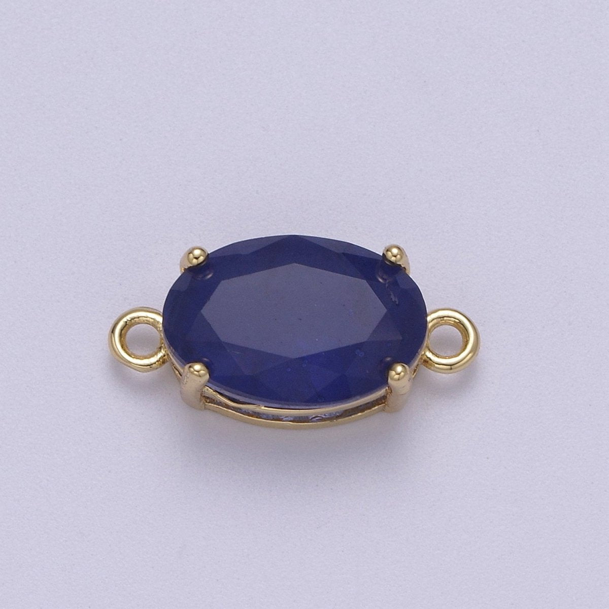 Oval Solitaire CZ Birthstone Charm Connector Geometric Diamond Cut Dainty Cubic Zirconia Connector for Necklace Earring Supply F-661-F-673