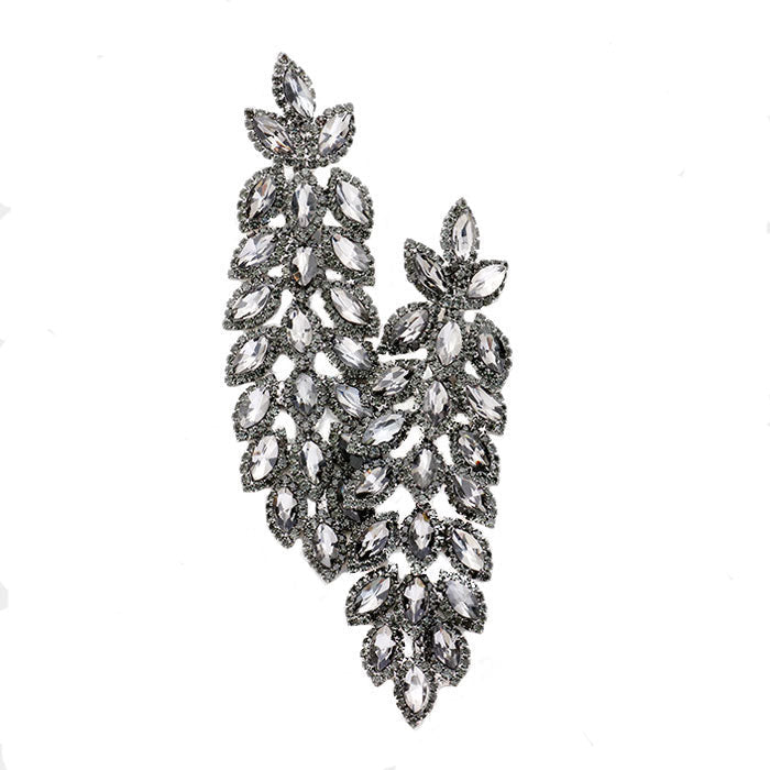 Oversized Crystal Rhinestone Marquise Evening Earrings