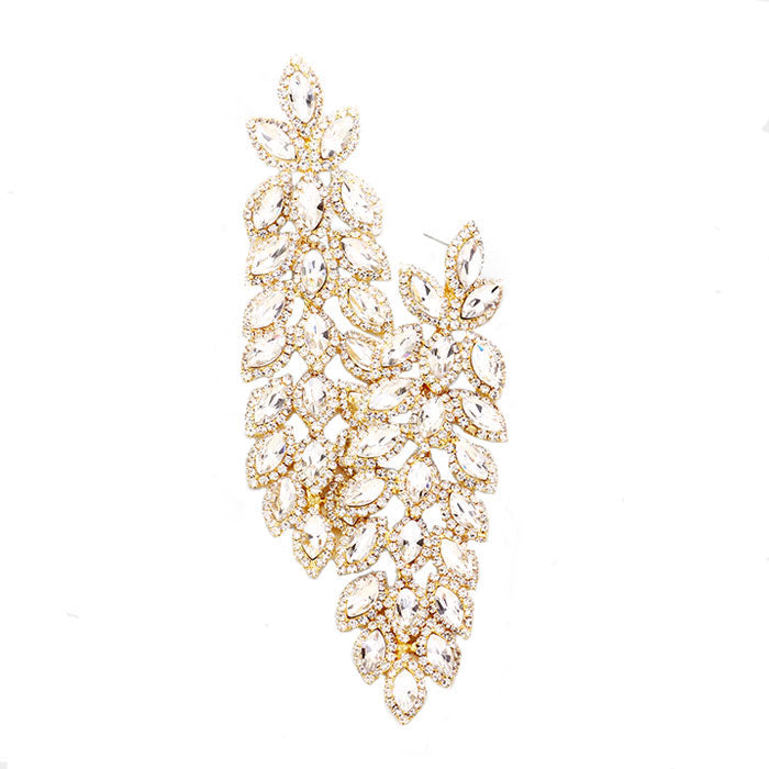 Oversized Crystal Rhinestone Marquise Evening Earrings