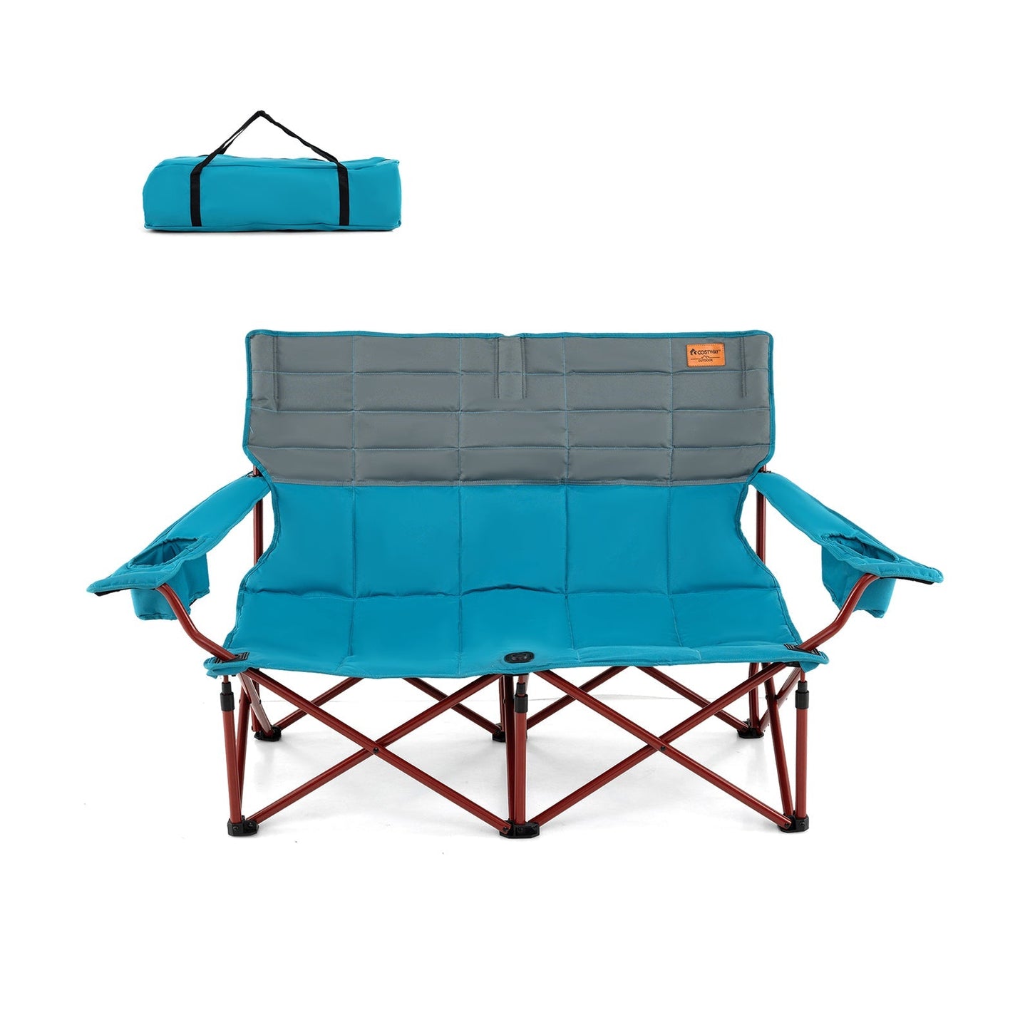 Oversized Camping Chair Folding Loveseat Camping Couch with Cup Holders & Thick Padding