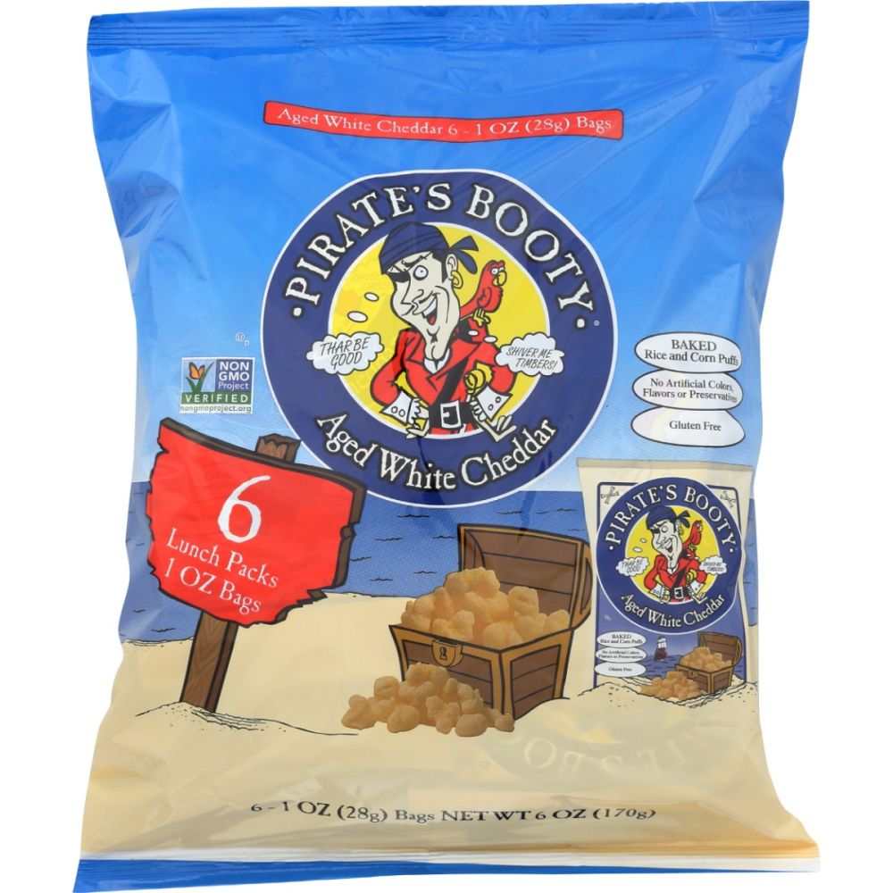 PIRATE BRANDS: Aged White Cheddar Rice and Corn Puffs 6Pk, 6 pc