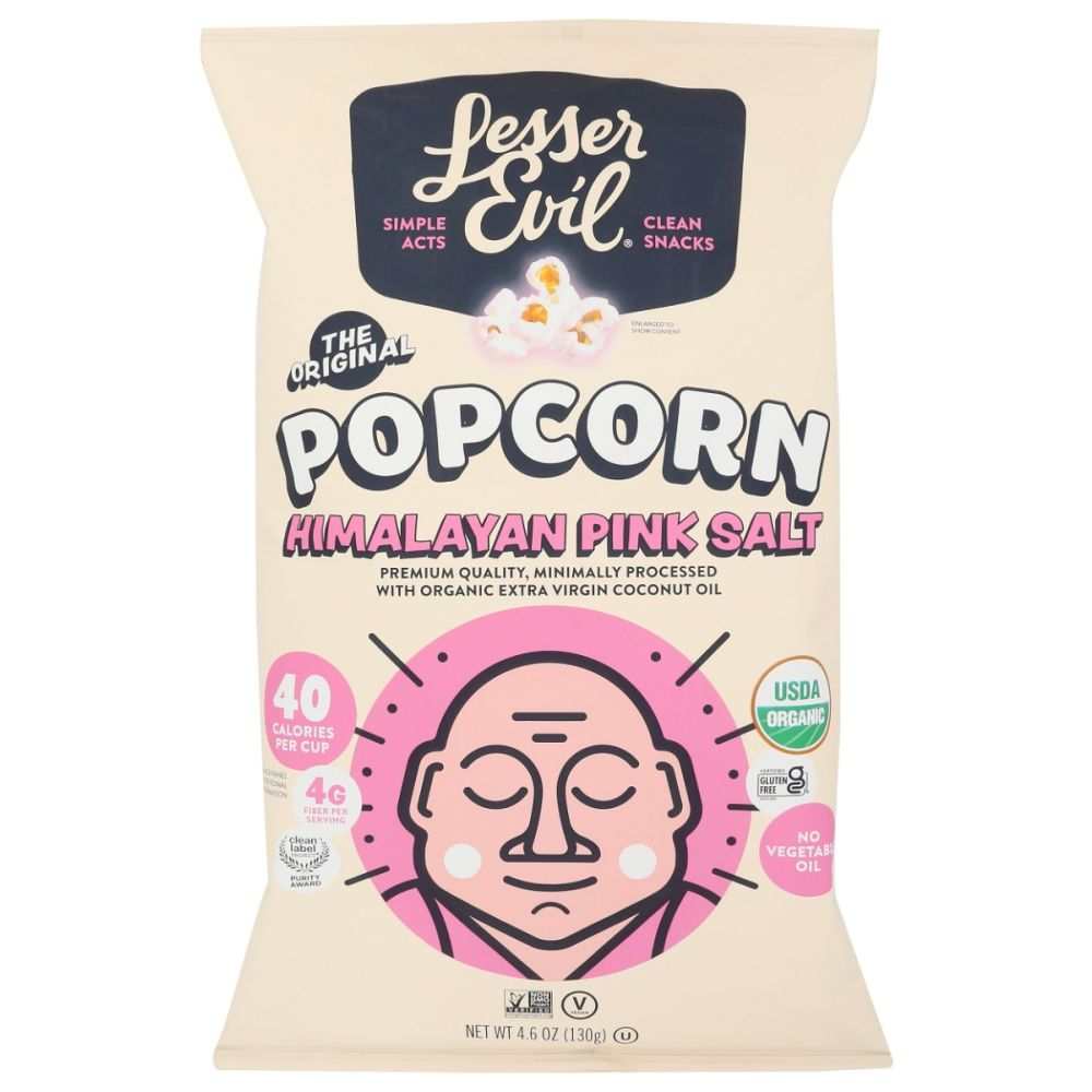 LESSER EVIL: Himalayan Pink Salt Organic Popcorn, 4.6 oz