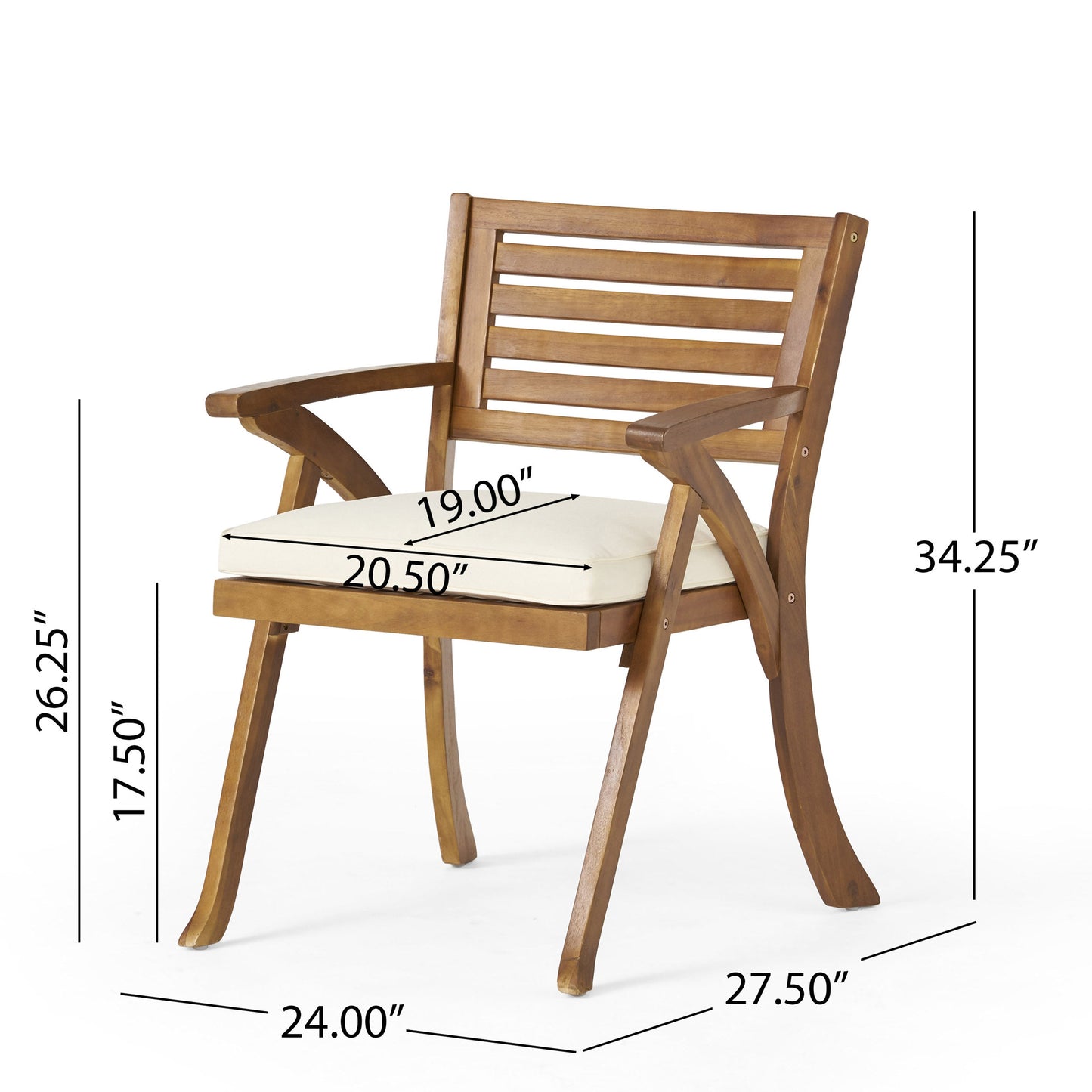 Outdoor Hermosa 5 Piece Wood Dining Set With Cushions