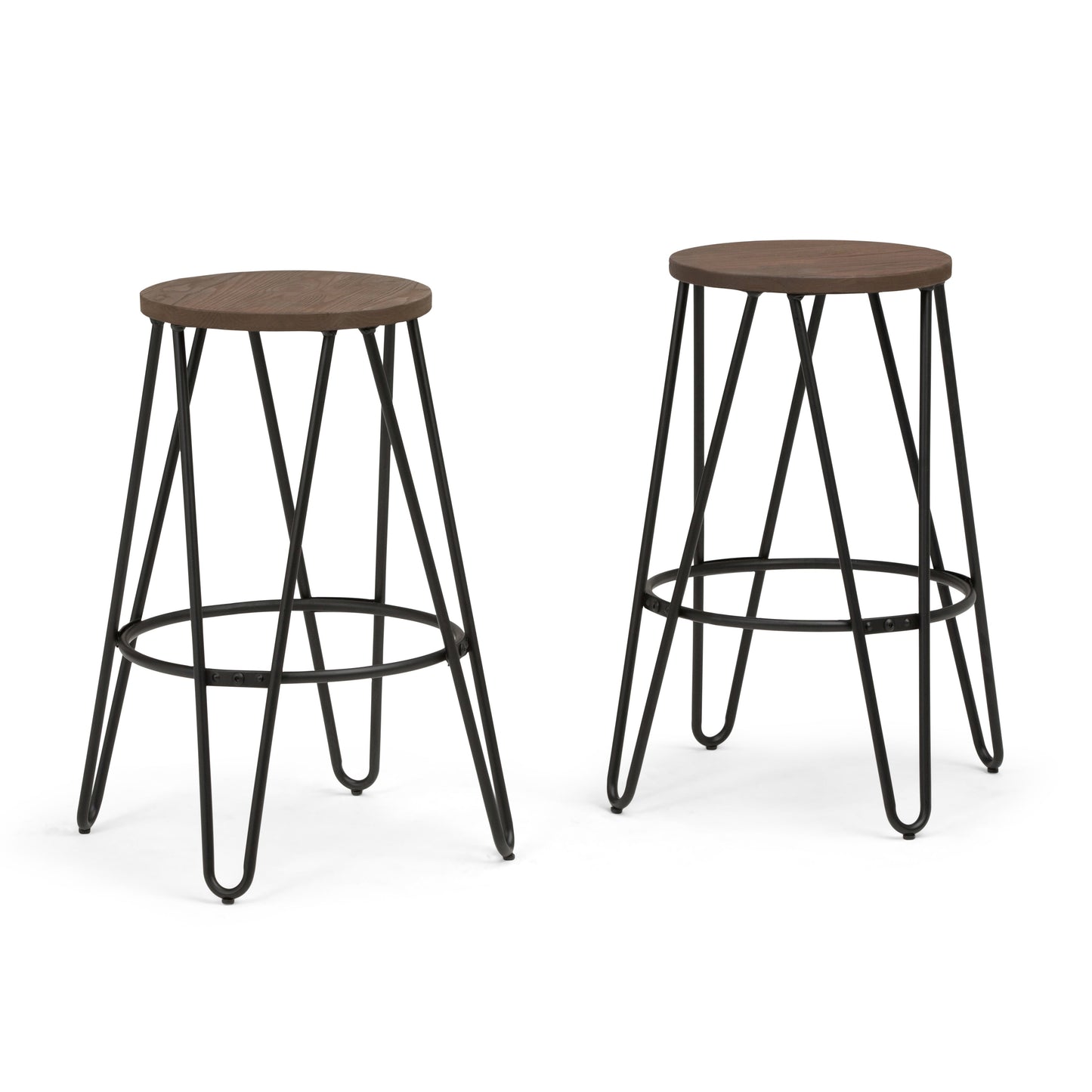 Simeon - 26" Metal Counter Height Stool with Wood Seat (Set of 2) - Cocoa