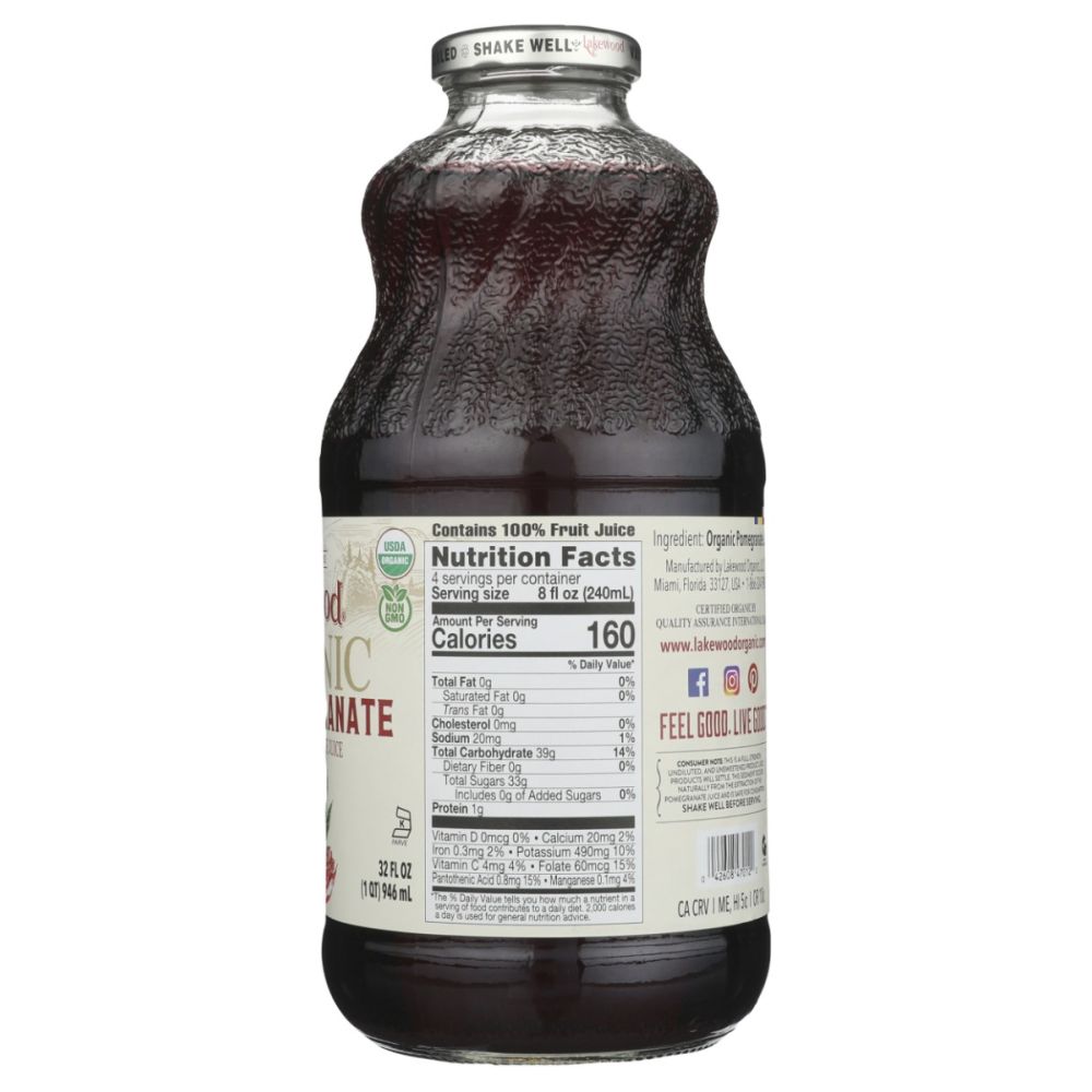 LAKEWOOD: Organic Pure Pomegranate Juice, 32 fo