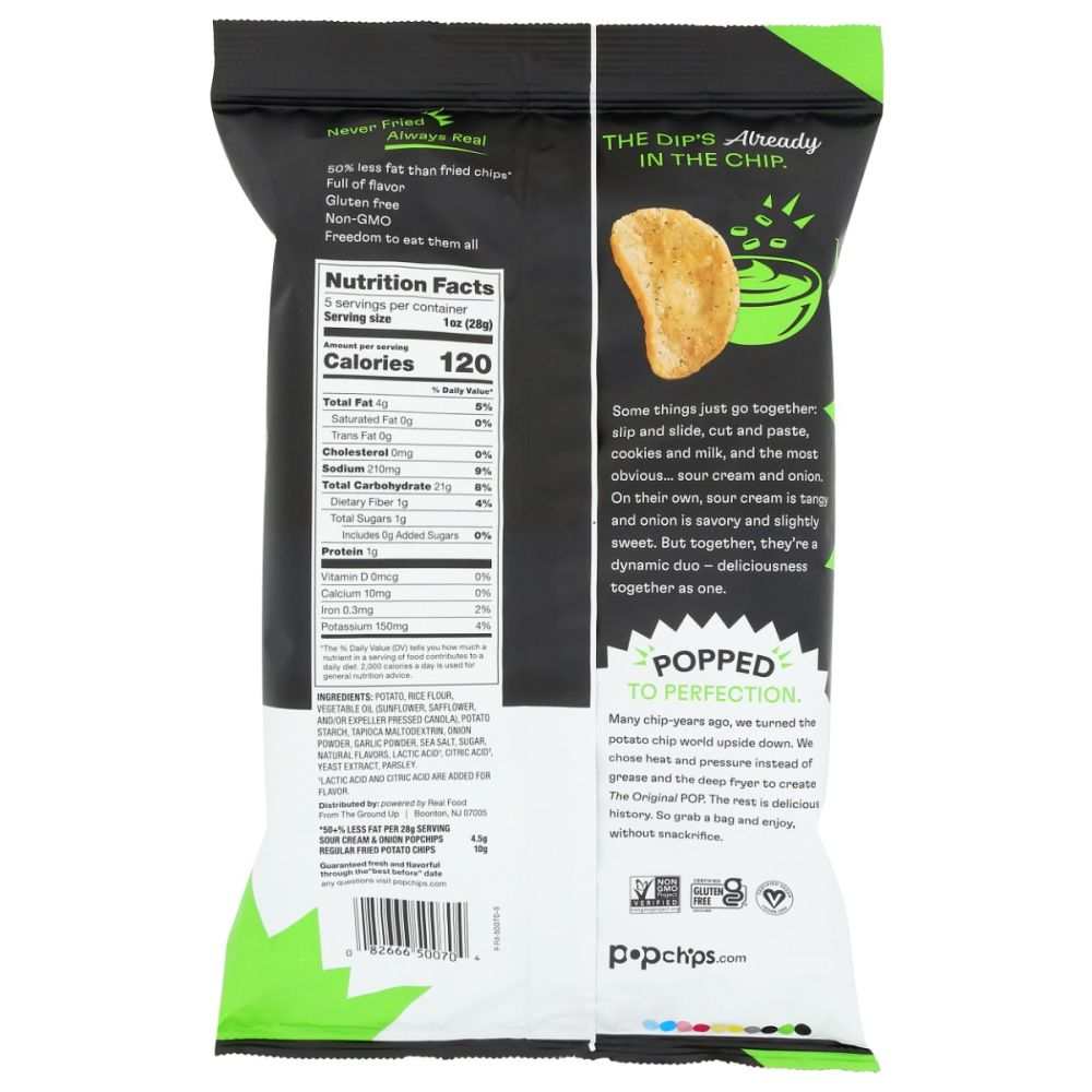 POPCHIPS: Sour Cream and Onion Potato Chips, 5 oz