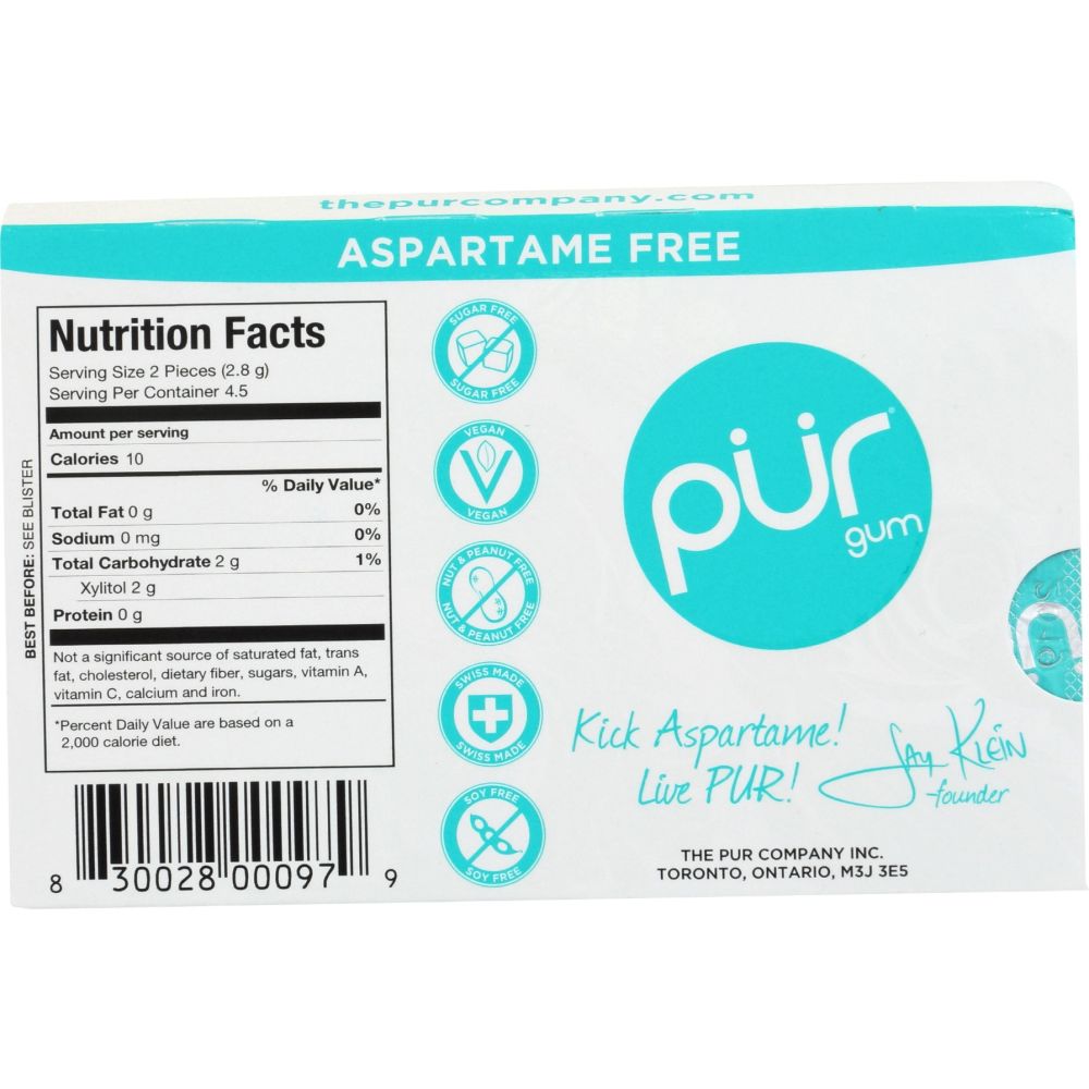 PUR: Wintergreen Gum Blister Tray, 9 pc