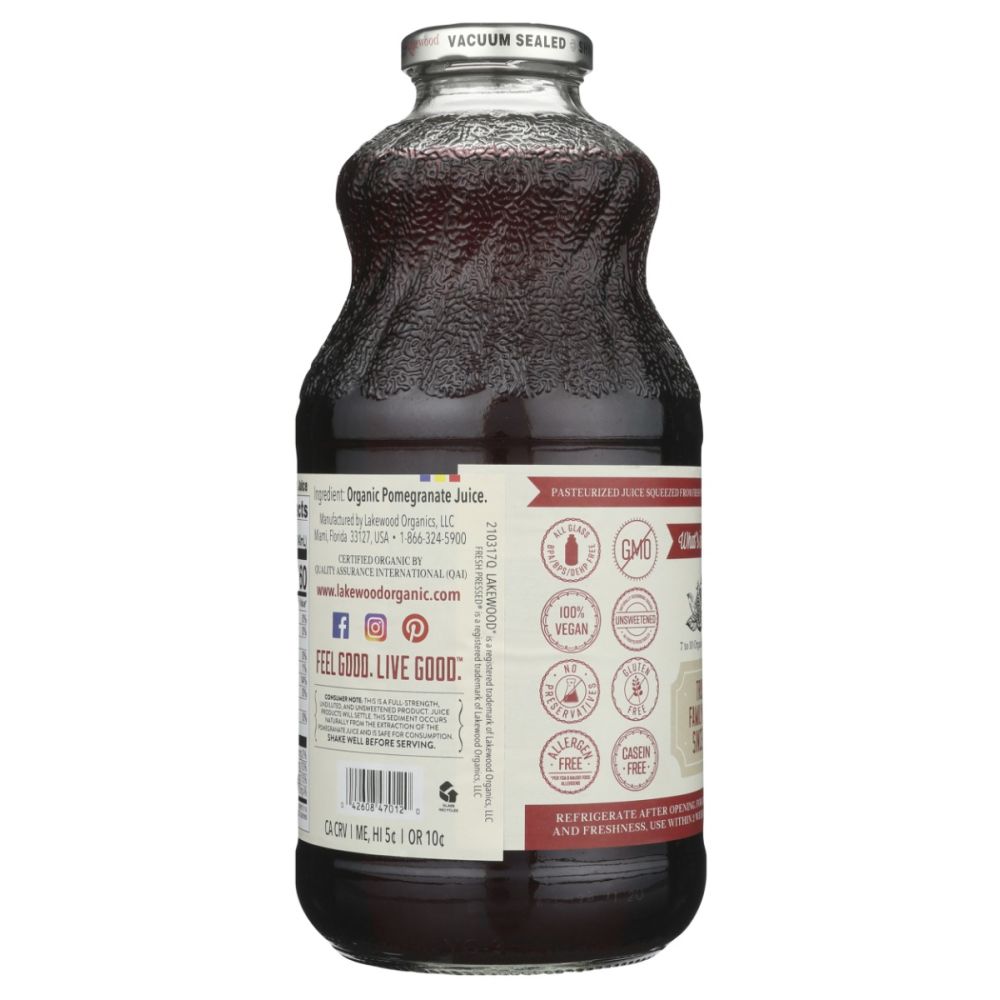 LAKEWOOD: Organic Pure Pomegranate Juice, 32 fo