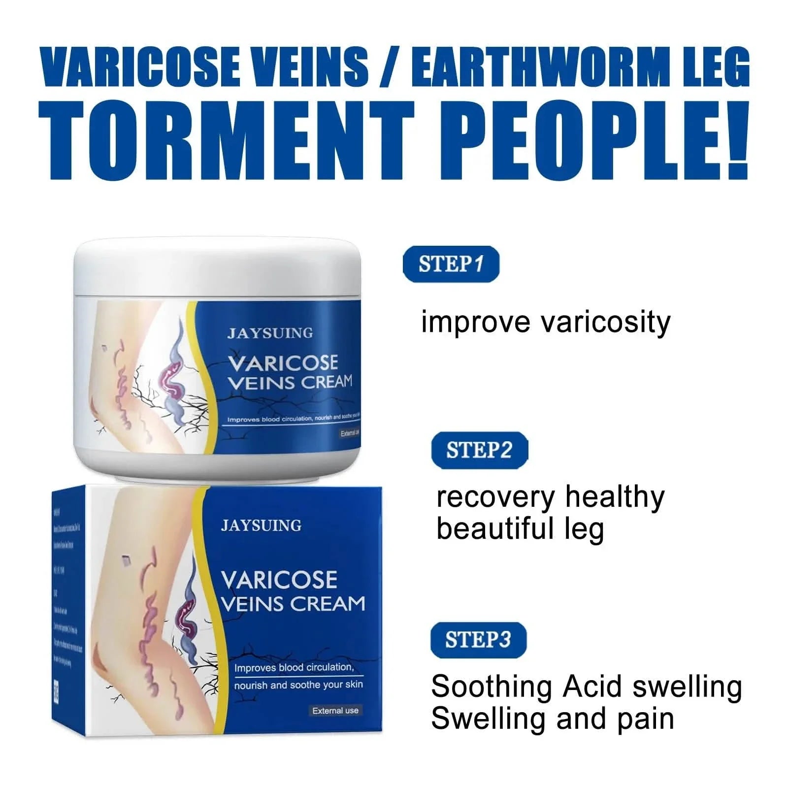 Soulagement de la douleur Jambes Veines Araignées Vascularite Favorise la circulation Métabolisme doux 30g Exfoliation