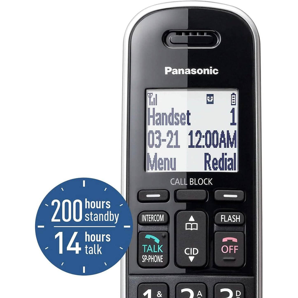 Système téléphonique extensible filaire/sans fil Panasonic avec répondeur et blocage d'appel à touche unique – 2 combinés (reconditionné)