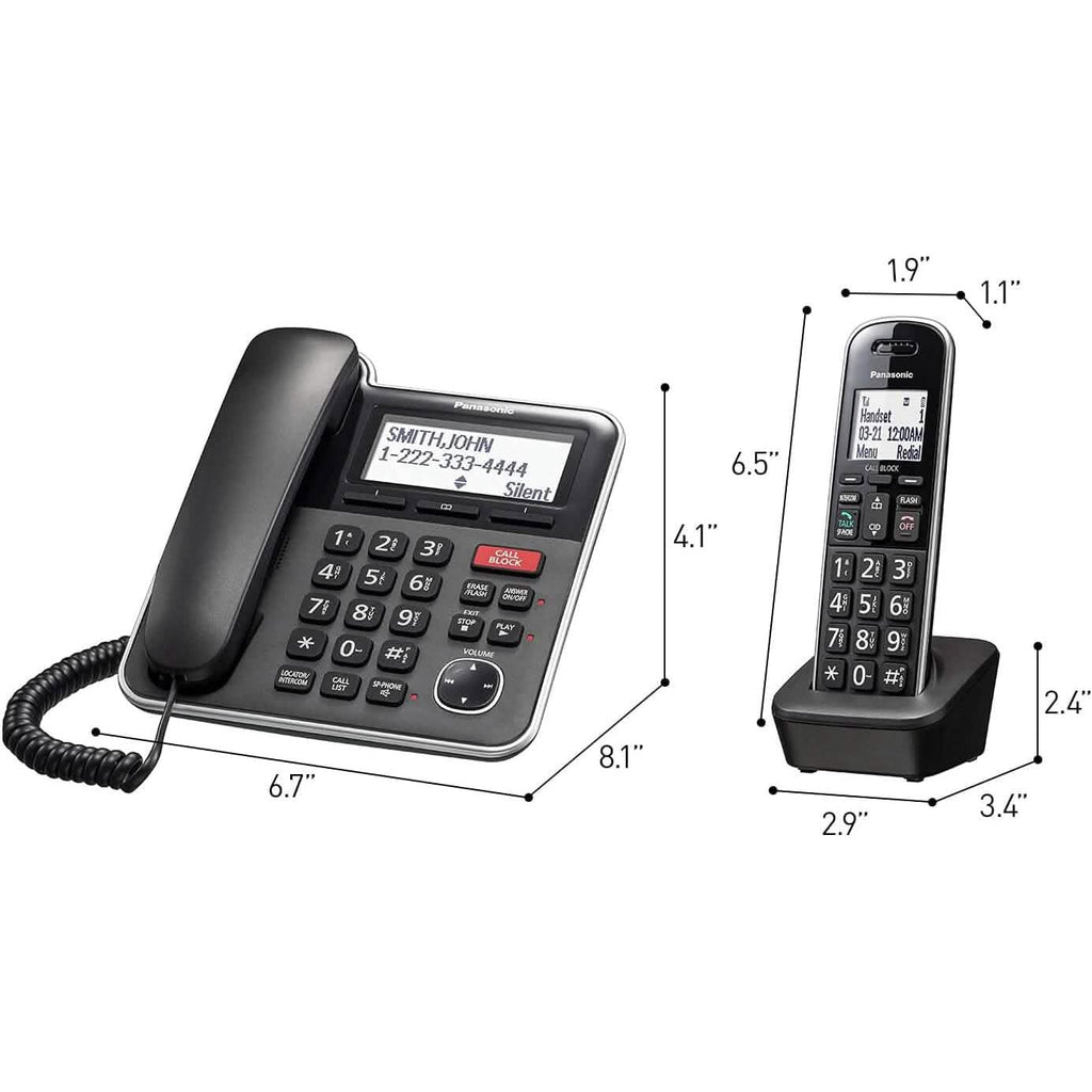 Système téléphonique extensible filaire/sans fil Panasonic avec répondeur et blocage d'appel à touche unique – 2 combinés (reconditionné)