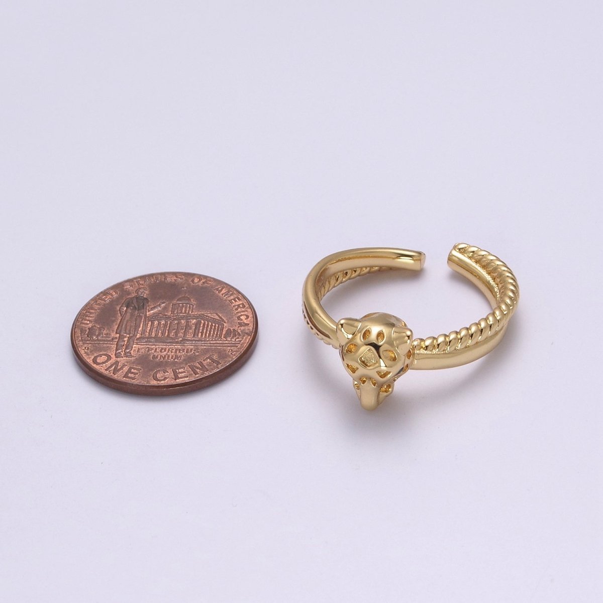 Panther gold pave ring adjustable Leopard ring U-197