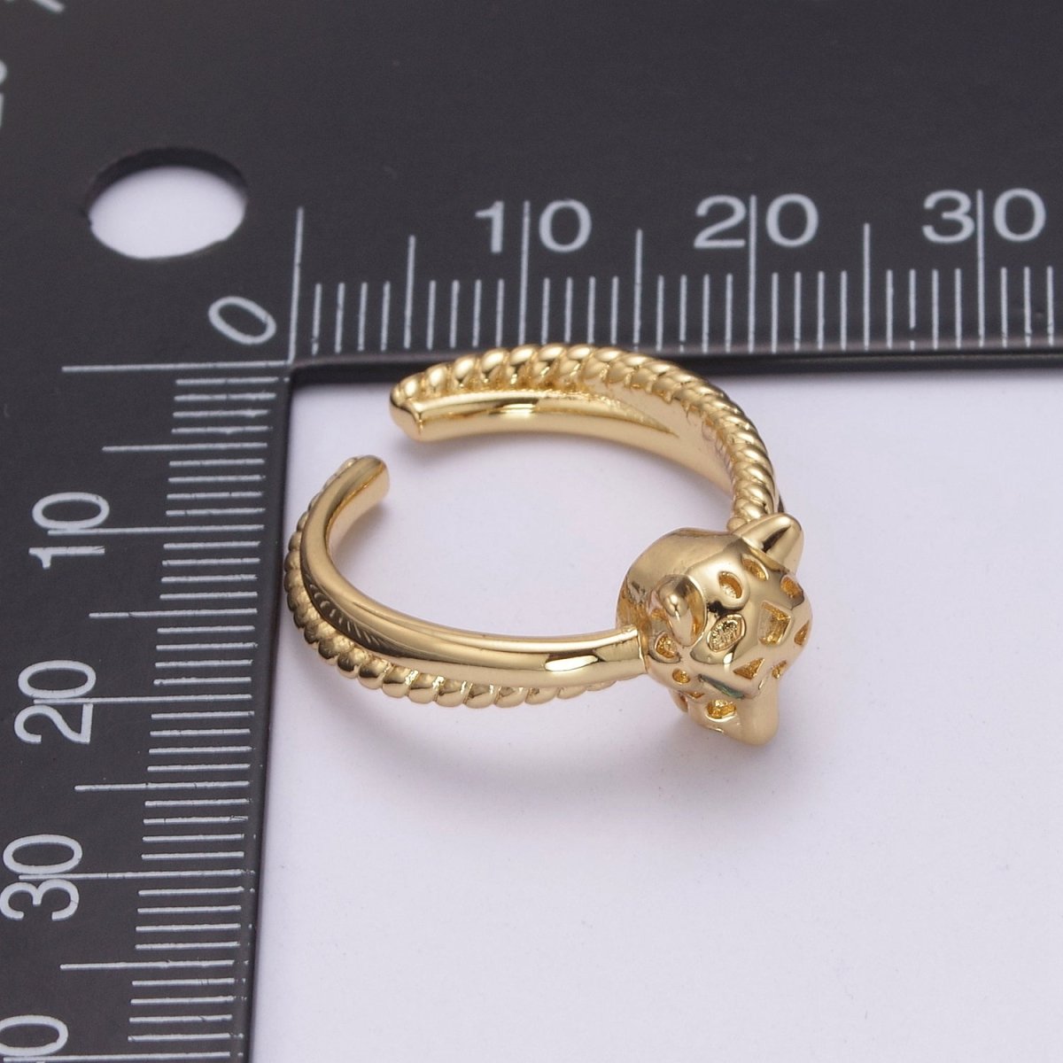 Panther gold pave ring adjustable Leopard ring U-197