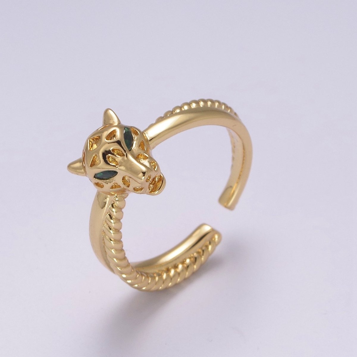 Panther gold pave ring adjustable Leopard ring U-197