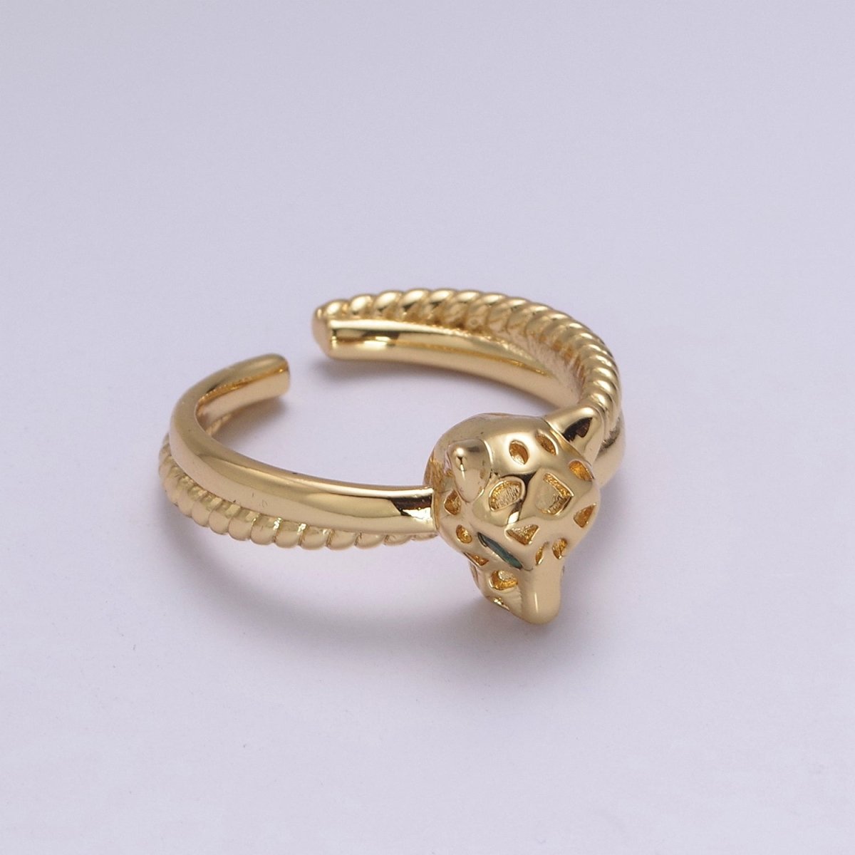 Panther gold pave ring adjustable Leopard ring U-197