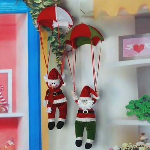 Ornement de Père Noël bonhomme de neige en parachute