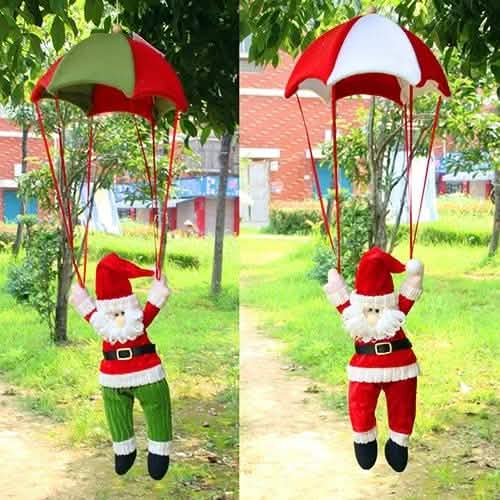 Ornement de Père Noël bonhomme de neige en parachute