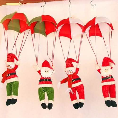 Ornement de Père Noël bonhomme de neige en parachute