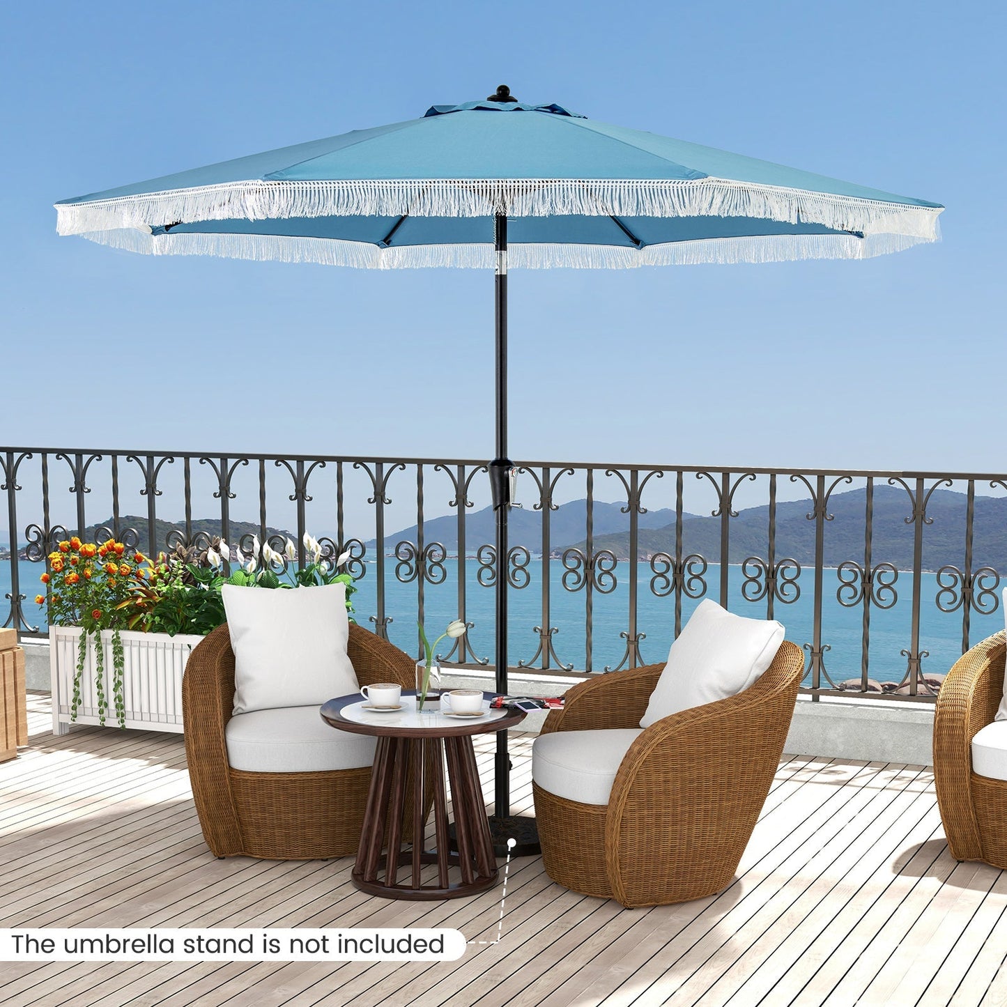 9 FT Patio Umbrella with Sun-Protective Canopy for Patio Garden Pool