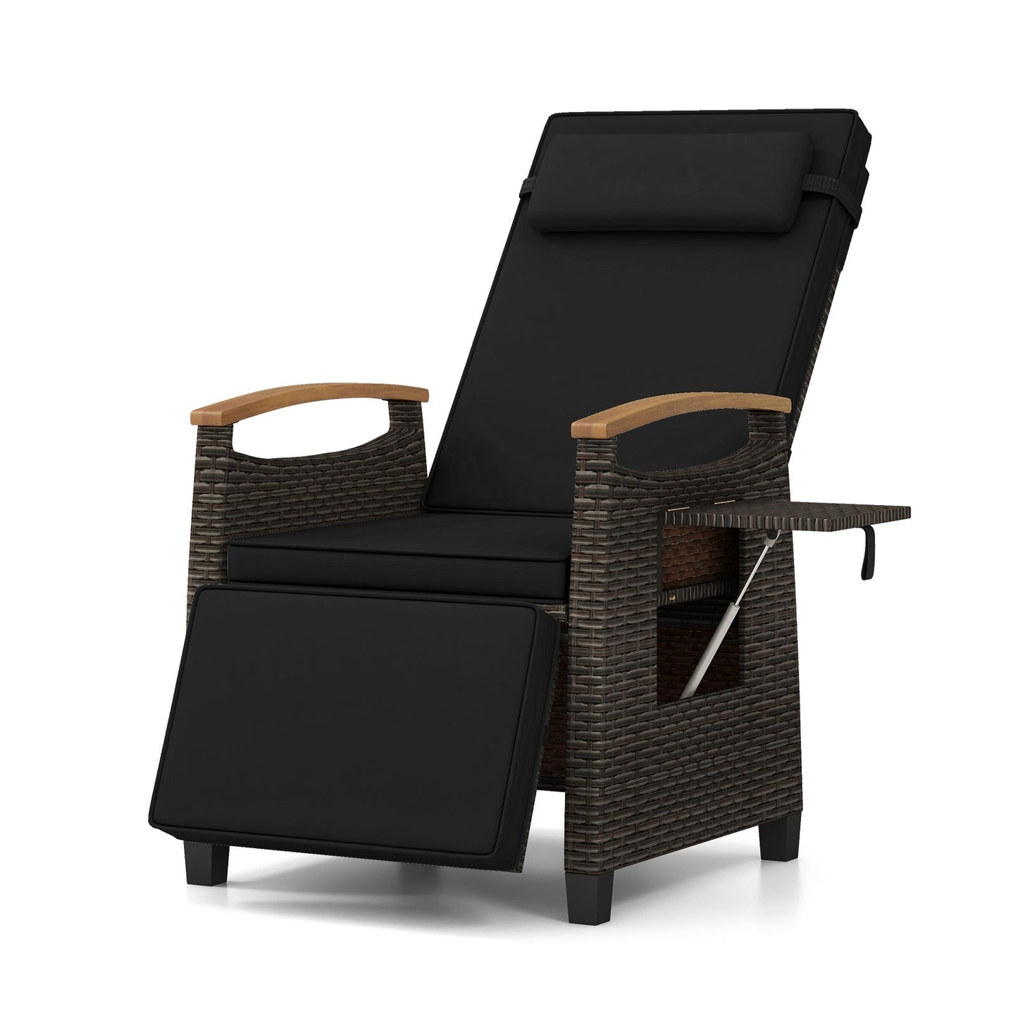 Patio Wicker Recliner Chair with Adjustable Backrest and Footrest