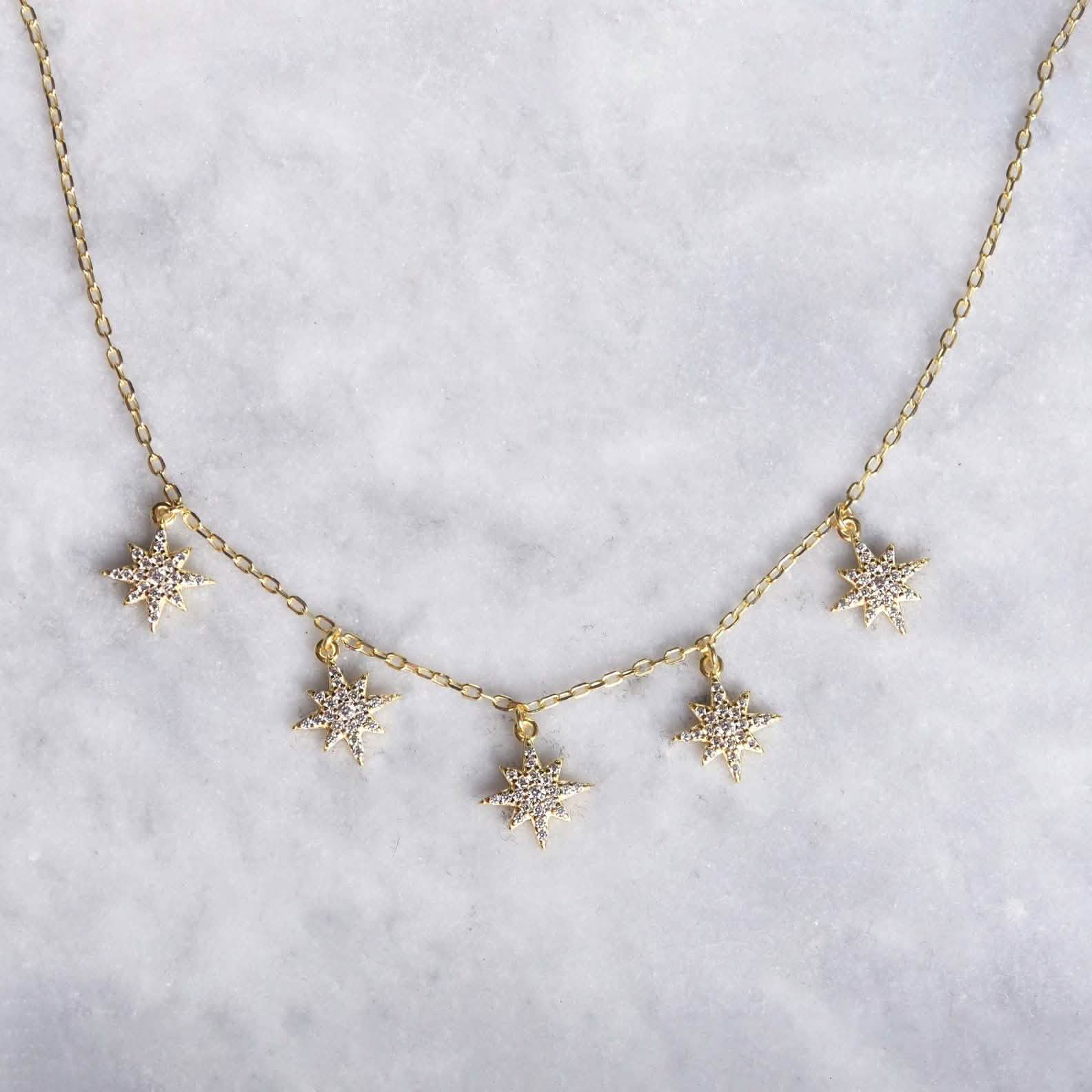 Pave CZ Star Drop Necklace
