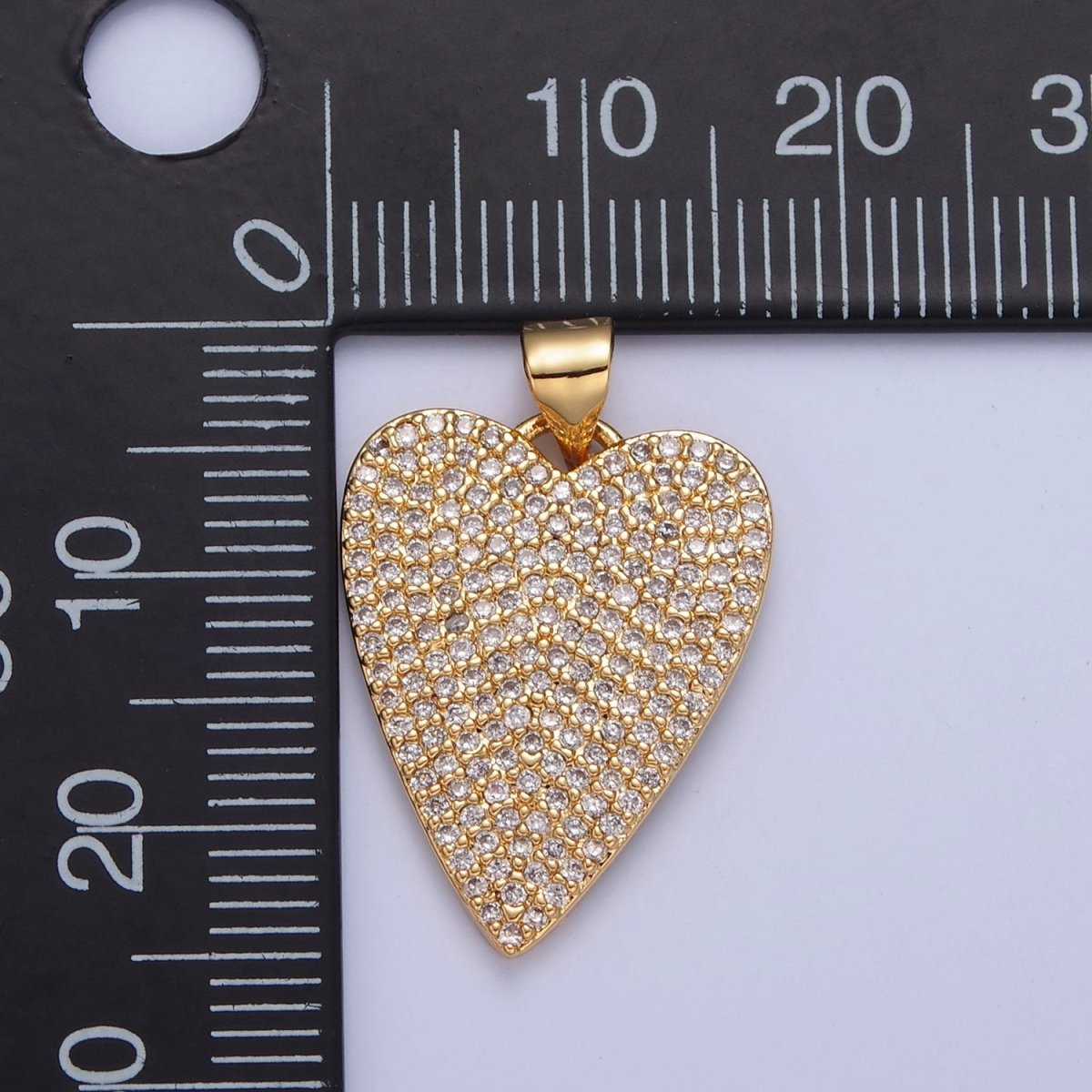 Pave Heart Pendant 14k Gold Filled Love Charm I-334