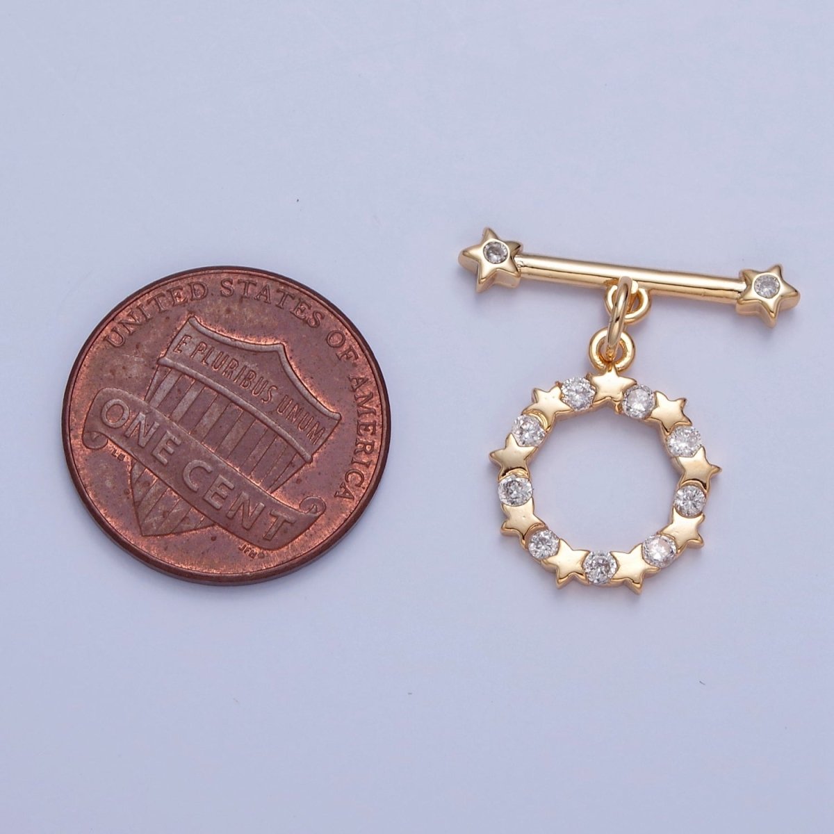 Pave Round Star Toggle Clasps Gold Plated Bracelet Clasp, Necklace Closure, Clasp Finding, Jewelry Finding L-761