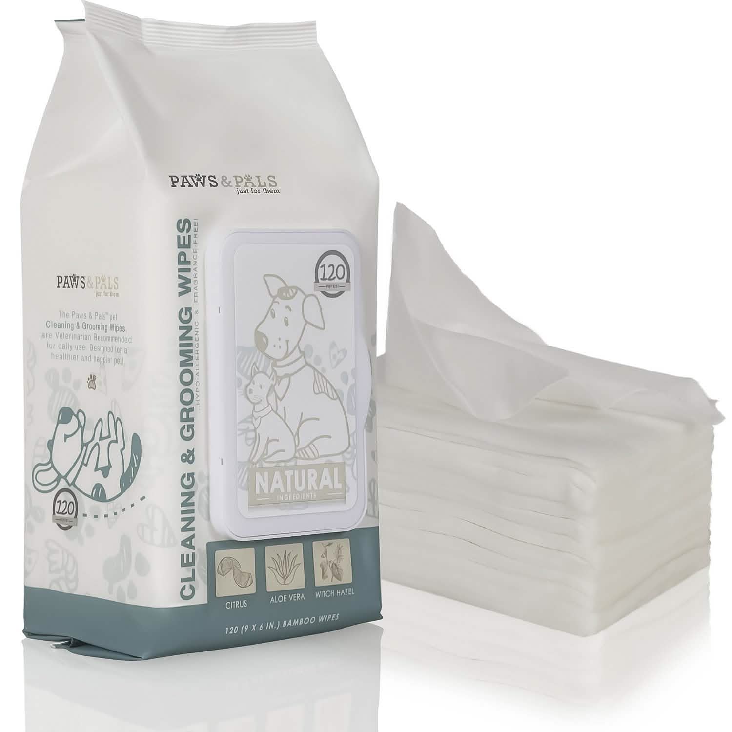 Lingettes nettoyantes et désodorisantes hypoallergéniques Paws & Pals