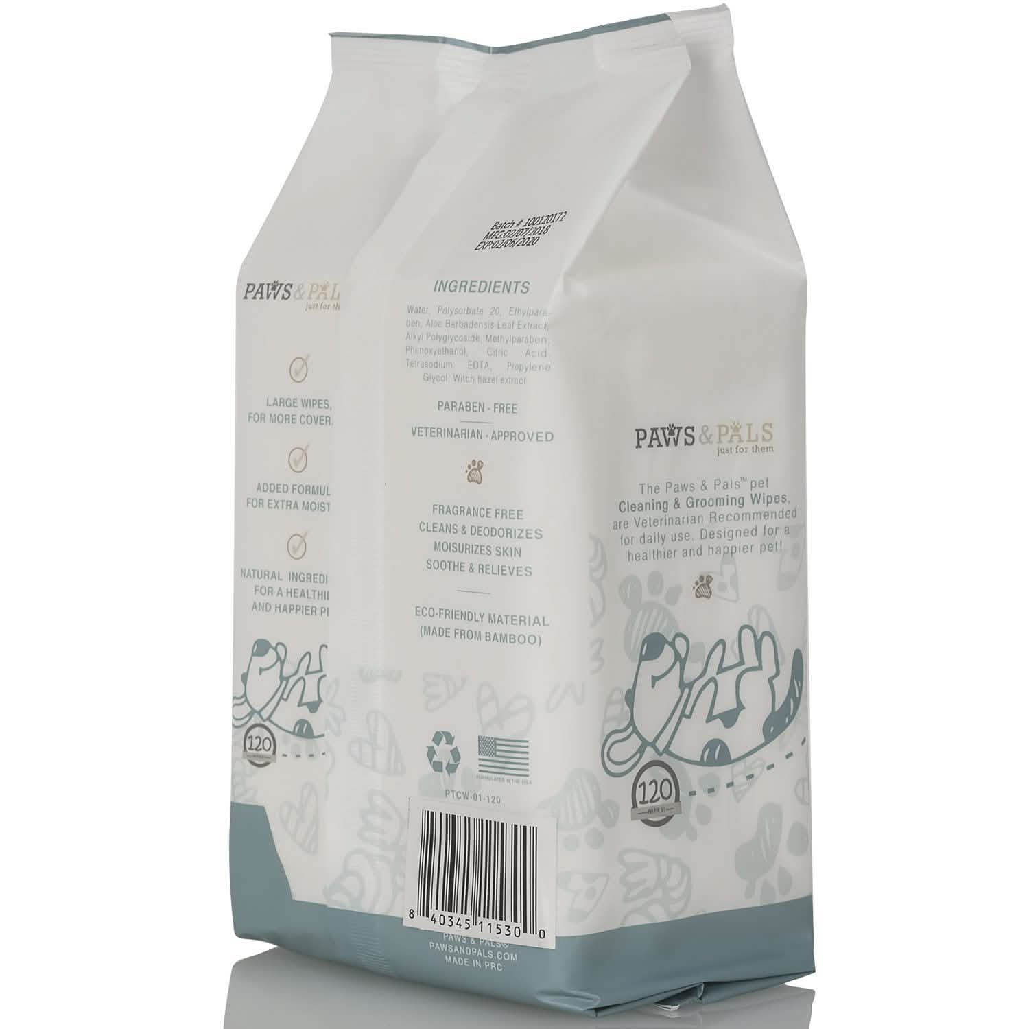 Lingettes nettoyantes et désodorisantes hypoallergéniques Paws & Pals