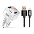 Ensemble chargeur de voiture PBG 4 ports PD/USB et câble Lightning style zèbre de 3 m