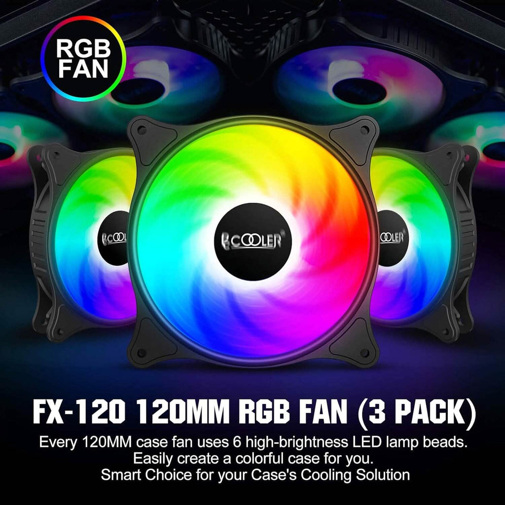 Ventilateurs de boîtier PCCOOLER 120MM, lot de 3 FX120 haute performance (Reconditionné)