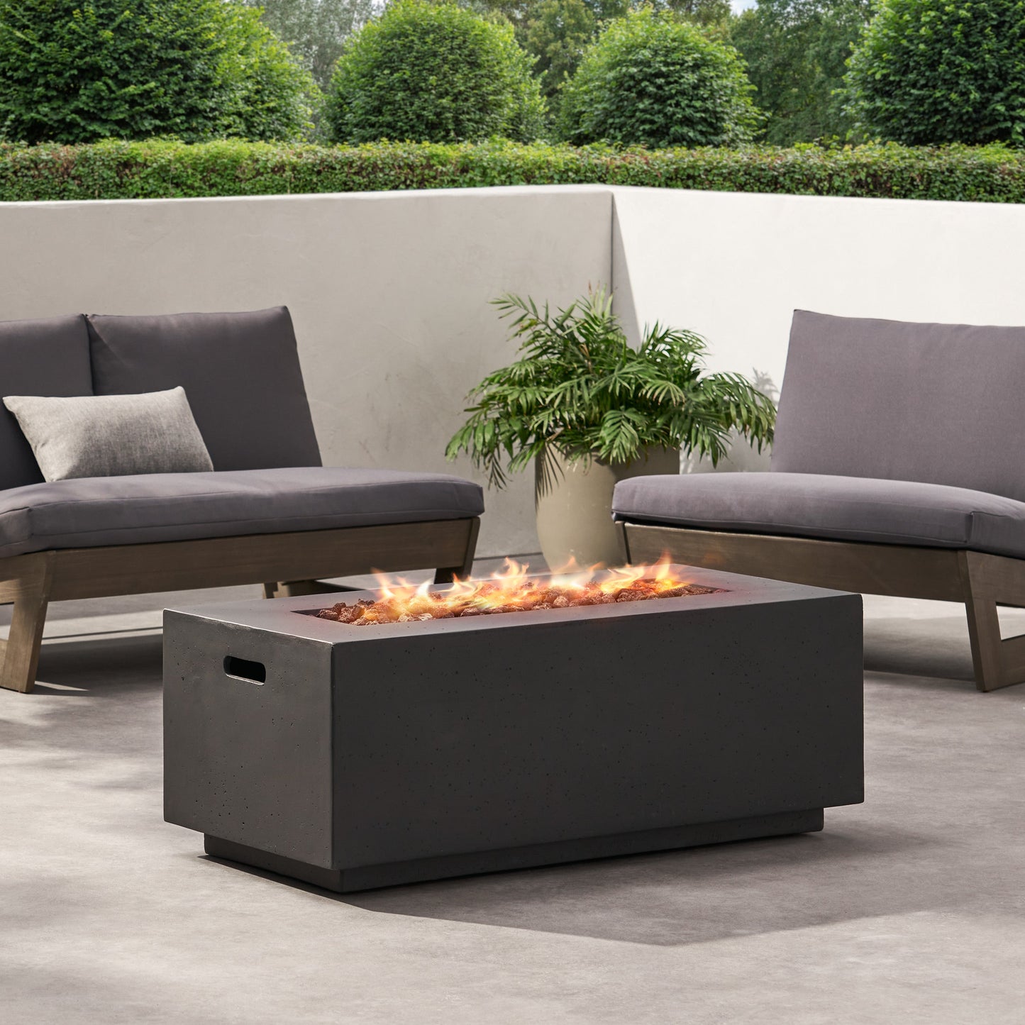40" Outdoor 40,000 BTU Rectangular MgO Concrete Propane Fire Pit