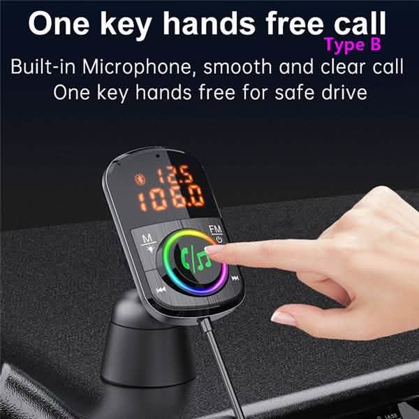 PD18WとQC3.0 Bluetooth 5.0 カーラジオアダプター デュアル高速充電ポート ワイヤレスFMオーディオハンズフリーカーキットレシーバー
