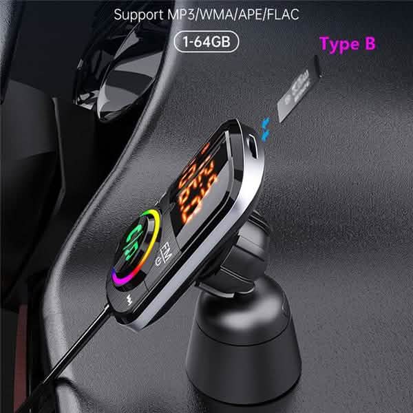 PD18WとQC3.0 Bluetooth 5.0 カーラジオアダプター デュアル高速充電ポート ワイヤレスFMオーディオハンズフリーカーキットレシーバー